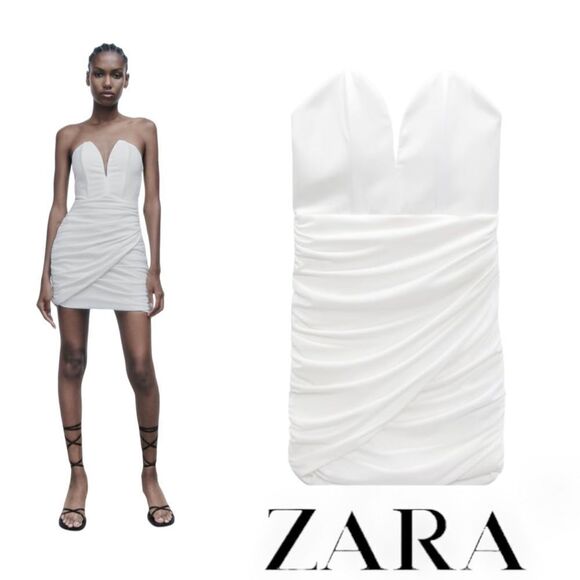 ZARA | White | SWEETHEART NECKLINE DRESS - Picture 1 of 15